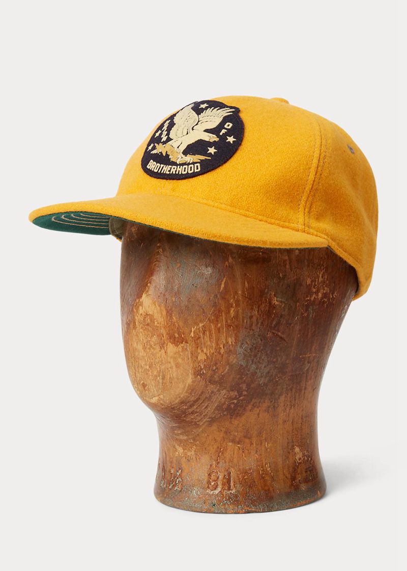 Gorra RRL Hombre Eagle-Patch Wool-Blend Felt Ball Chile Amarillo UPIQO-8047